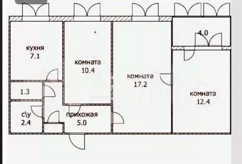 3-к кв. Башкортостан, Уфа ул. 50 лет СССР, 44 (55.8 м)
