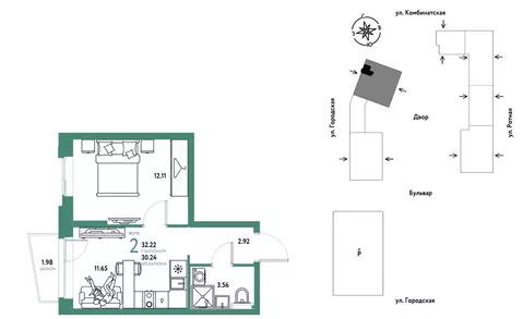 2-к кв. Свердловская область, Екатеринбург муниципальное образование, ...
