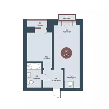 2-к кв. Томская область, Томск Телецентр мкр, ул. Белозерская, 9 (47.2 ...