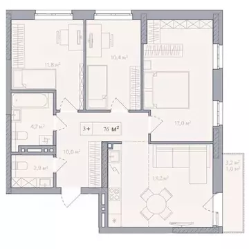 3-к кв. Башкортостан, Стерлитамак Солнечный мкр,  (78.2 м)