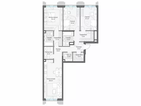 3-комнатная квартира: Москва, Средний Тишинский переулок (118.8 м)