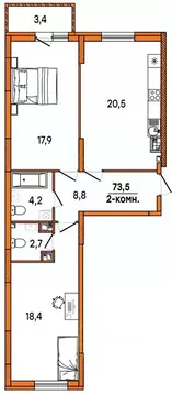 2-к кв. Ульяновская область, Ульяновск Киндяковка мкр, Заря жилой ...