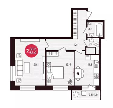 2-к кв. Чувашия, Новочебоксарск ул. 10-й Пятилетки, поз5 (63.0 м)
