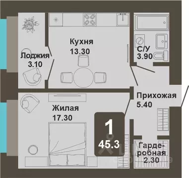 1-к кв. Чувашия, Чебоксары ул. Анатолия Игумнова, 12 (45.3 м)
