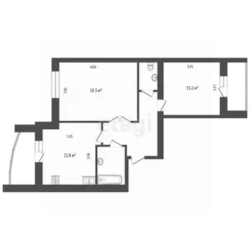 2-к кв. Калужская область, Калуга бул. Солнечный, 4к2 (57.7 м)