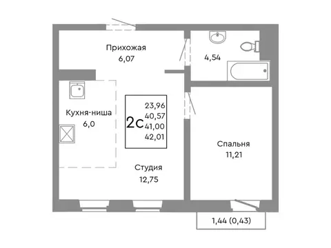 2-к кв. Челябинская область, Челябинск Нефтебазовая ул., 1-13 (41.0 м)