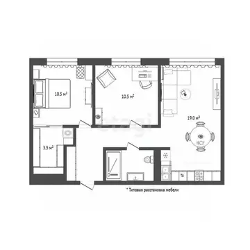 2-к кв. Тюменская область, Тюмень ул. 50 лет Октября, 57Бк2 (57.2 м)