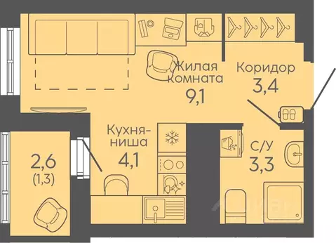 Студия Свердловская область, Екатеринбург Новокольцовский мкр, ...