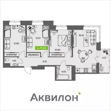 3-к кв. Архангельская область, Северодвинск Аквилонлайн жилой комплекс ...