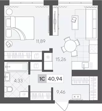 1-к кв. Тюменская область, Тюмень ул. Сергея Корепанова, 34 (40.94 м)