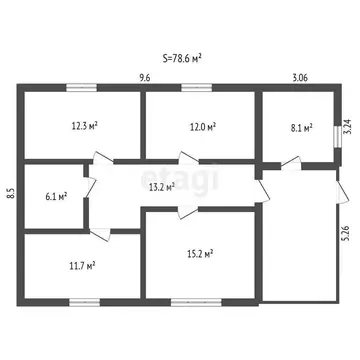 Дом в Старый Кавдык, Центральная улица (78.6 м)