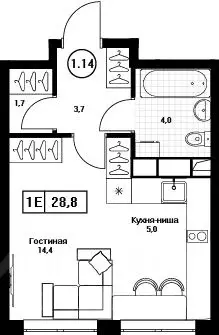 Студия Московская область, Пушкино Пушкино Град жилой комплекс (28.8 ...