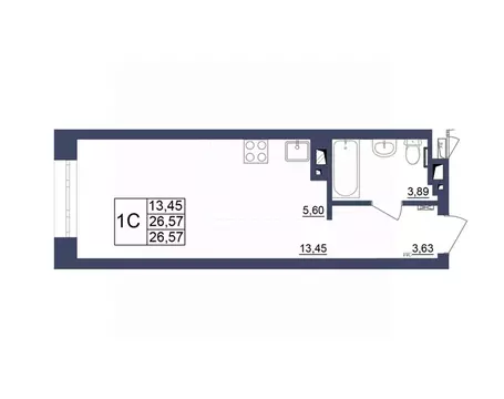 Студия Башкортостан, Уфа Космос жилой комплекс, лит1 (26.44 м)