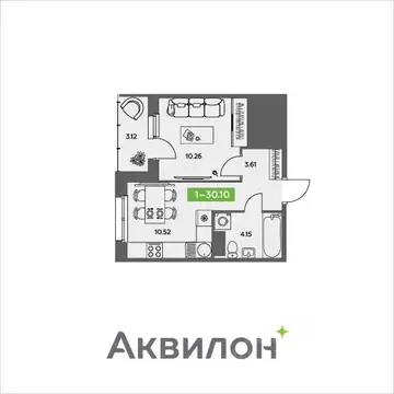 1-к кв. Архангельская область, Северодвинск ул. Тургенева, 11 (30.1 м)