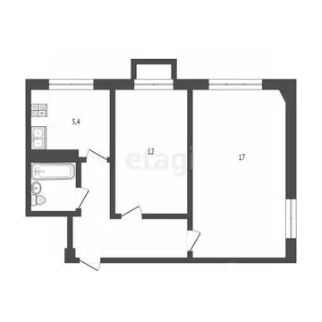 2-к кв. Псковская область, Псков ул. Ижорского Батальона, 35 (42.9 м)