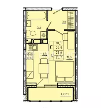 Квартира-студия: Королёв, микрорайон Первомайский, Советская улица, ...