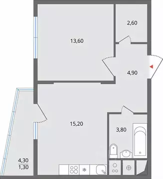 2-к кв. Липецкая область, Липецк ул. Ф.С. Игнатьева, 33к2 (43.1 м)
