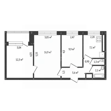 3-к кв. Башкортостан, Уфа ул. Николая Дмитриева, 15 (55.5 м)
