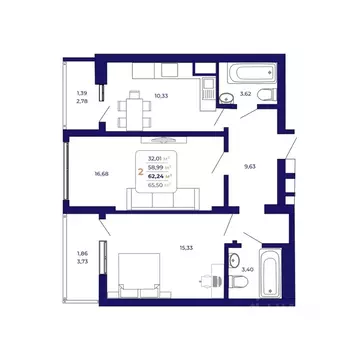 2-к кв. Башкортостан, Уфа Затон-Восточный жилрайон, Паруса жилой ...