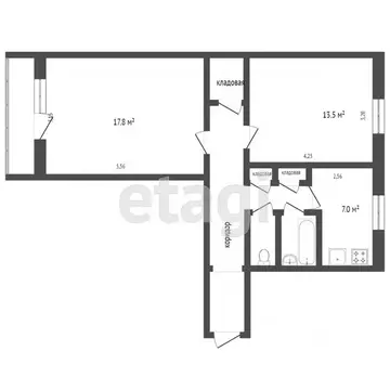 2-к кв. Челябинская область, Челябинск ул. Молодогвардейцев, 70а (54.0 ...