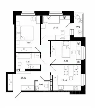 3-к кв. Липецкая область, Липецк ул. Буденного, 8В (63.89 м)