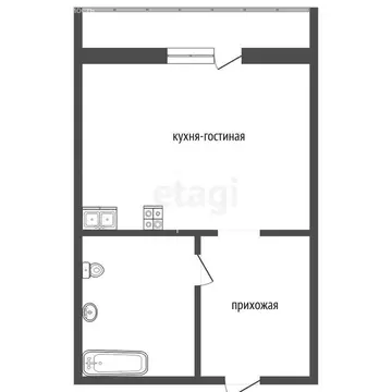 Квартира-студия: Тюмень, улица Александра Протозанова, 4 (24.3 м)