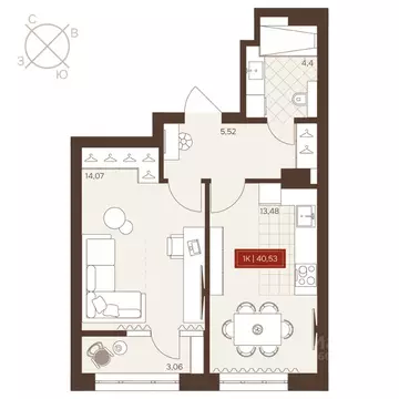 1-к кв. Новосибирская область, Новосибирск Невский жилой комплекс ...