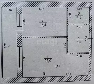 1-к кв. Ульяновская область, Ульяновск ул. Варейкиса, 36 (44.0 м)
