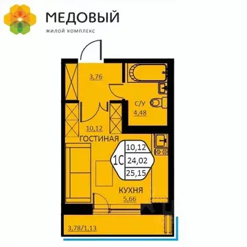 1-к кв. Пермский край, д. Кондратово ул. Н.М. Яблокова, 4 (25.15 м)