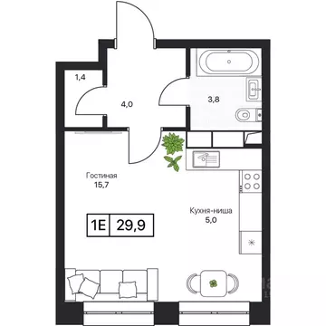 Студия Московская область, Пушкино Пушкино Град жилой комплекс, к2 ...