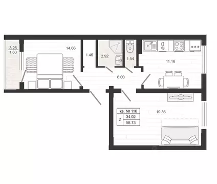 2-к кв. Ленинградская область, Гатчинский муниципальный округ, д. ...