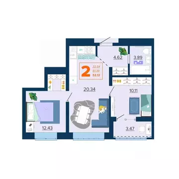 2-к кв. Брянская область, Брянск Московский мкр, Микрорайон Акватория ...