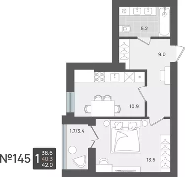 1-к кв. Калининградская область, Пионерский Рабочая ул., 11 (40.3 м)