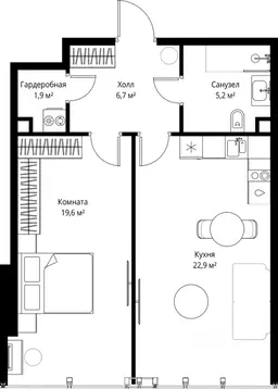 1-к кв. Москва 1-й Красногвардейский проезд, 13 (56.3 м)