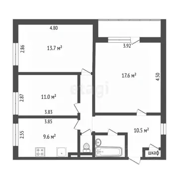 3-к кв. Омская область, Омск Машиностроительная ул., 7 (66.7 м)