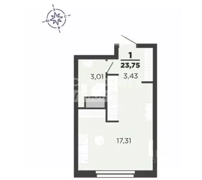 Студия Рязанская область, Рязань ул. Полина, 3 (23.4 м)