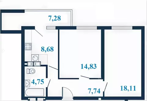 2-к кв. Волгоградская область, Волгоград ул. Клары Цеткин, 1А (57.75 ...