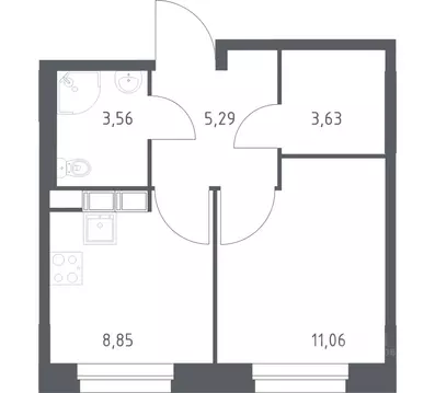 1-к кв. Москва д. Столбово, Эко Бунино жилой комплекс, 13 (32.39 м)
