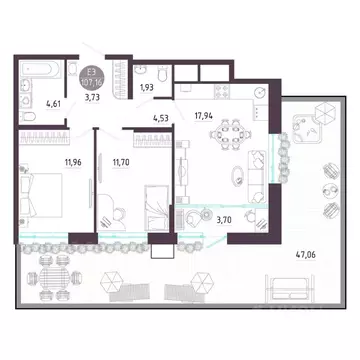 2-к кв. Тульская область, Тула ул. Пряничная, 7 (107.16 м)