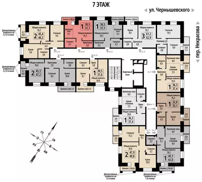 1-к кв. Алтайский край, Барнаул ул. Чернышевского, 39 (31.0 м)