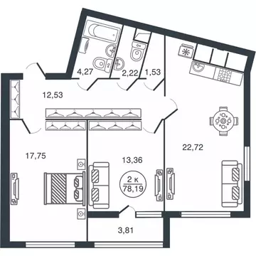 2-к кв. Тверская область, Тверь Бурашевское ш., 60 (78.19 м)