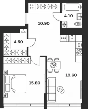 1-к кв. Тульская область, Тула ул. Фридриха Энгельса, 62 (54.9 м)
