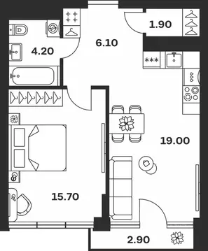 1-к кв. Тульская область, Тула ул. Фридриха Энгельса, 62 (49.8 м)