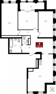 3-к кв. Свердловская область, Екатеринбург Южный жилрайон, Квартал ...