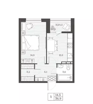 1-к кв. Дагестан, Дербент ул. Сальмана (36.9 м)