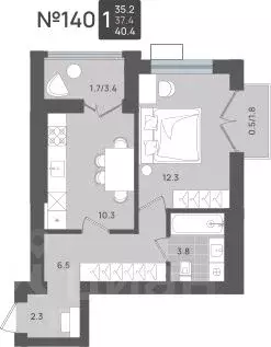 1-к кв. Калининградская область, Пионерский Рабочая ул., 11 (37.4 м)
