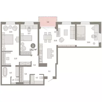 3-комнатная квартира: Екатеринбург, улица Советских Женщин (131.7 м)