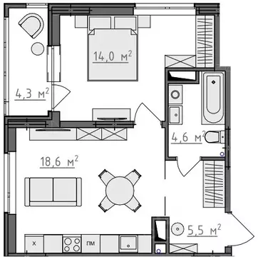 1-к кв. Владимирская область, Владимир Сновицы-Веризино мкр,  (44.85 ...