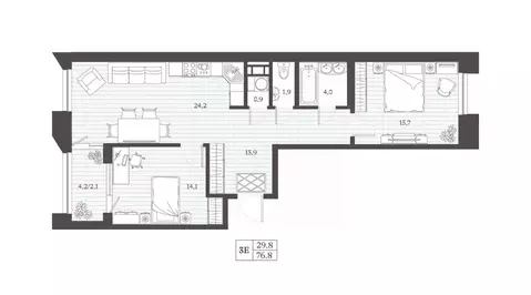 2-к кв. Дагестан, Дербент Эффект Визионер жилой комплекс (76.79 м)