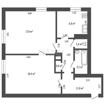 2-комнатная квартира: Северск, Парковая улица, 22А (60.5 м)